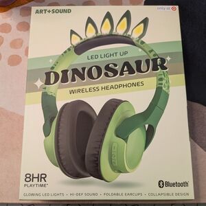 Green Dinosaur LED Light Up Wireless Headphones